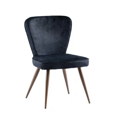 Black Velvet Curved Back Dining Chair Brushed Brass Legs