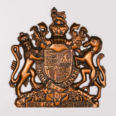 Vintage Gold Style 37cm Cast Metal Coat of Arms