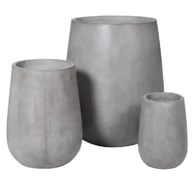 Set Of 3 Grey Concrete Planters