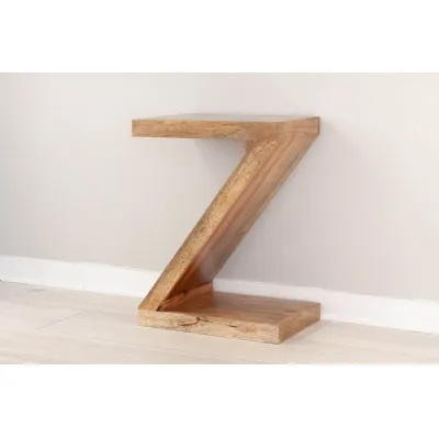 Natural Mango Wood Z Shaped Shelving and Display Unit