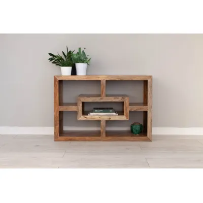 Natural Mango Wood Open Shelving TV Media Entertainment Unit