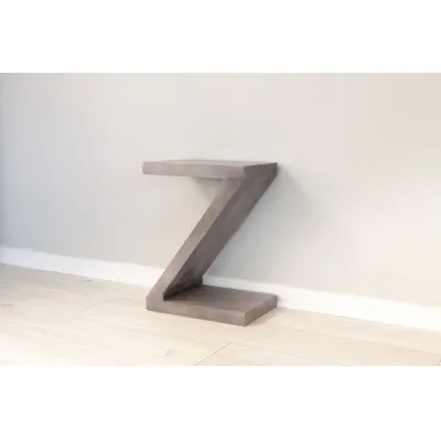 Grey Distressed Mango Wood Z Shaped Lamp Table