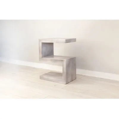 Grey Distressed Mango Wood S Shaped Lamp Table