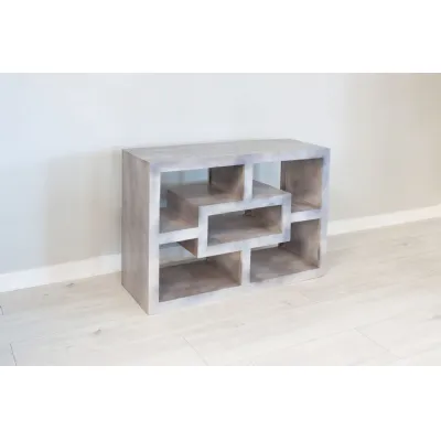 Grey Distressed Mango Wood TV Media Entertainment Cabinet