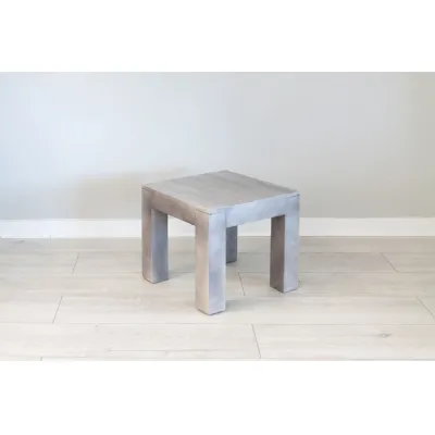 Grey Solid Mango Wood Square Lamp Table End Table