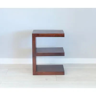Sheesham Dark Wood E Shaped Lamp Table