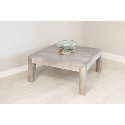 Grey Distressed Wood Square Low Coffee Table