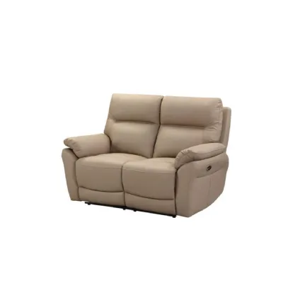 Latte Leather 2 Seater Electric Power Recliner Sofa
