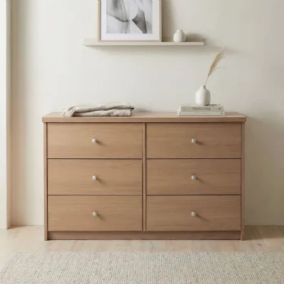 Smoked Oak Wide Midi Chest of 6 Drawers