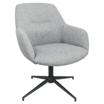 Grey Fabric Swivel Lounge Chair Black Metal Star Base