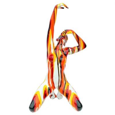 Amorous Large Red Yoga Lady Sculpture