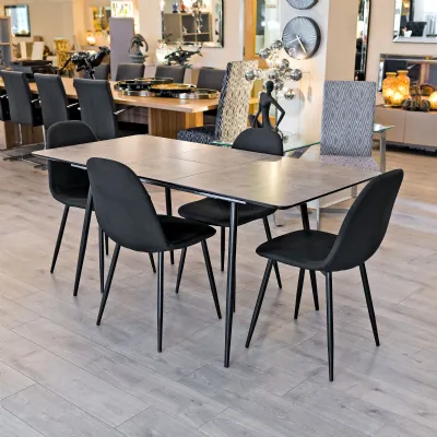 Concrete Grey Wood 120 to 160cm Large Extending Dining Table