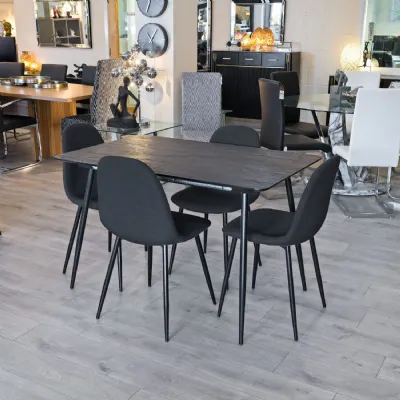 Black Wood Top 120 to 160cm Large Extending Dining Table
