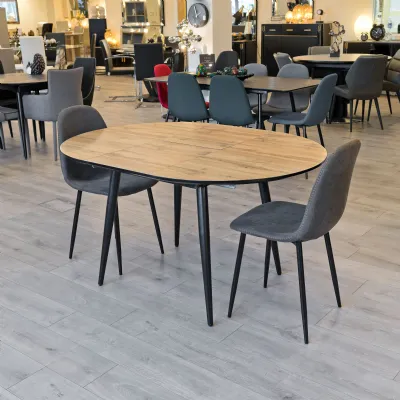 Natural Wood Extending Dining Table Metal Legs 100 to 140cm