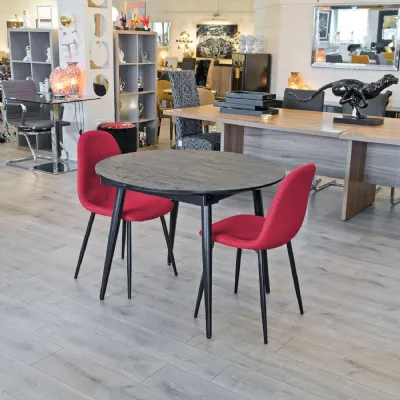 Black Wood Round to Oval Extending Dining Table 100 to 140cm