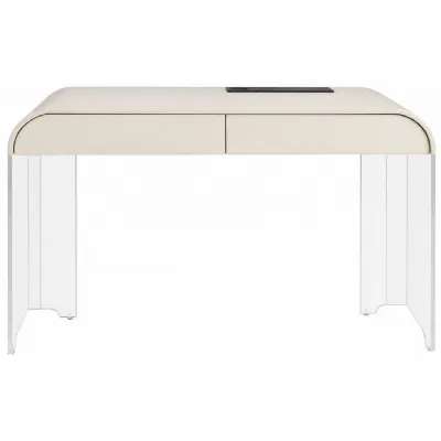 Taupe Acrylic 2 Drawer Curved Desk with USB