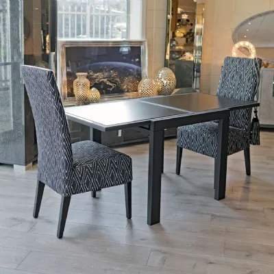 Black Frosted Glass 150cm Extending Dining Table Metal Legs