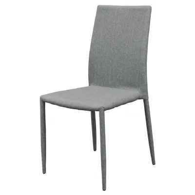 Grey Fabric Dining Chair Stackable Design