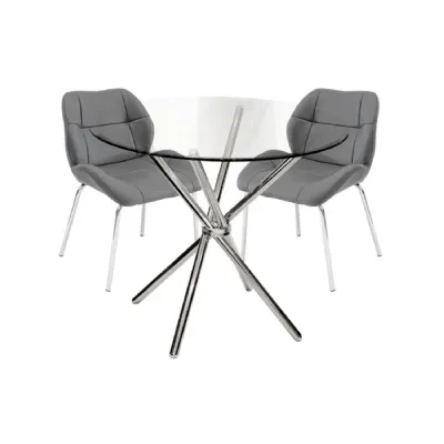 Grey Leather Effect Ergonomic Back Bistro Chair Chrome Legs