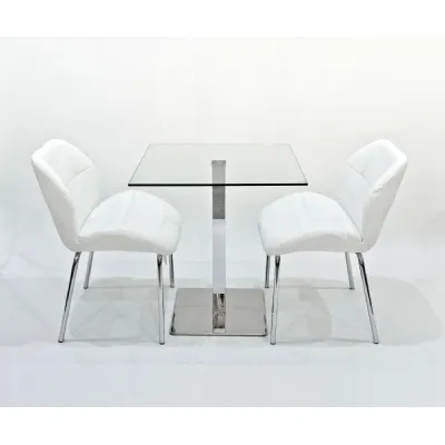 White Leather Effect Ergonomic Back Bistro Chair Chrome Legs