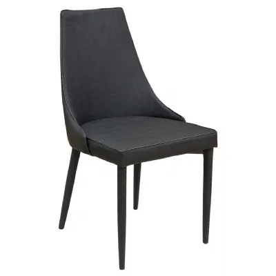 Dark Grey Fabric Dining Chair Black Legs