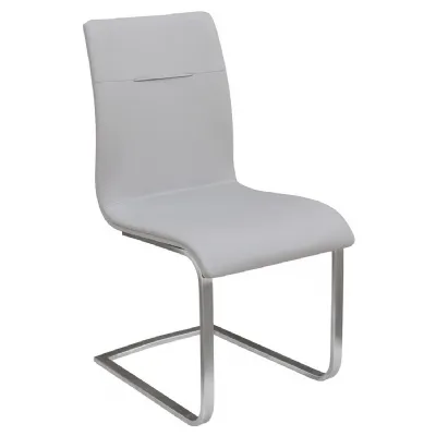 Taupe Leather Effect Dining Chair Steel Cantilever Legs