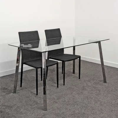 Clear Glass Top 140cm Dining Table Chrome Metal Legs