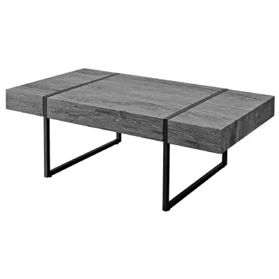 Grey Oak Effect Rectangular Coffee Table Black Metal Frame