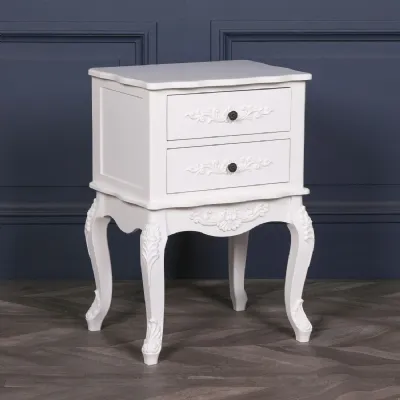 French White 2 Drawer Bedside