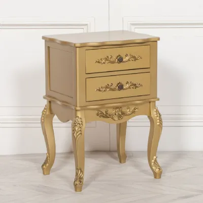 French Antique Gold 2 Drawer Bedside
