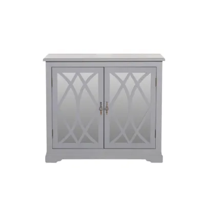 Grey Mirrored 2 Door Cupboard