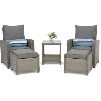 Miami Rattan 5 Piece Reclining Armchair Set