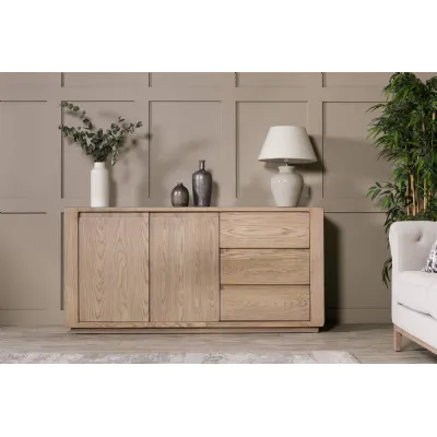 Smoked Oak Wide Sideboard with 2 Doors 3 Drawers