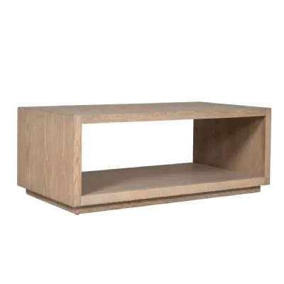 Natural Smoked Oak Low Coffee Table with Shelf