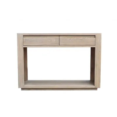 Smoked Oak Hallway Console Table with 2 Drawers
