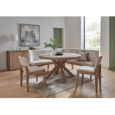 Natural Smoked Oak Round Dining Table Cross Legs 137cm