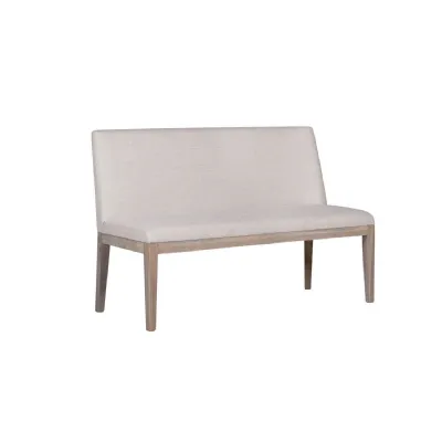 Natural Fabric Short Dining Bench Solid Oak Legs