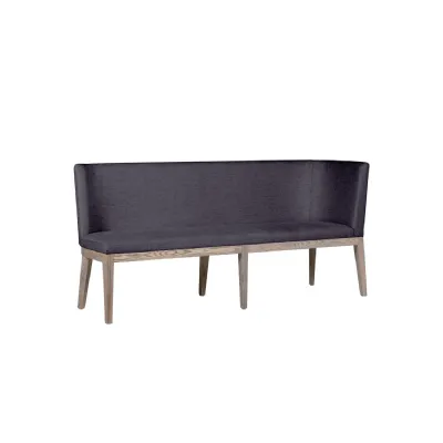 Dark Grey Fabric Long Corner Dining Bench with Oak Legs