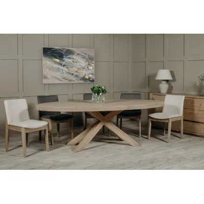 Smoked Oak Large Oval Dining Table 235cm