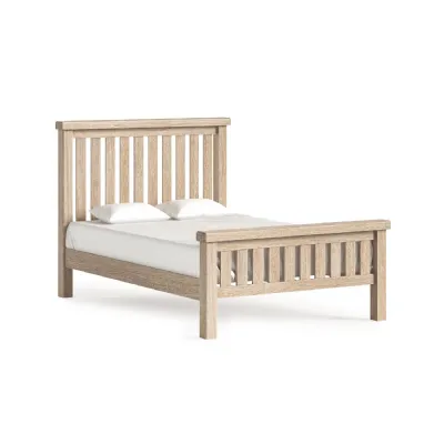 White Wash Wood 4ft6in Double Bed Slatted Design
