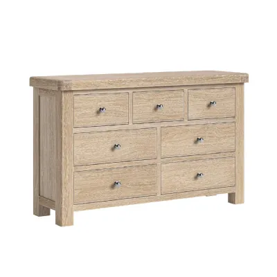 White Wash Oak Large 3 Over 4 Chest of Drawers
