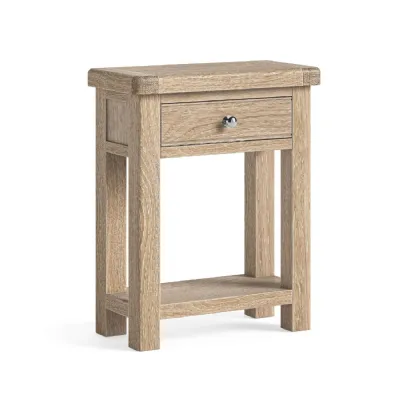 White Wash Wood 1 Drawer Telephone Table with Shelf