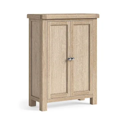 White Wash Wood 2 Door Shoe Cabinet