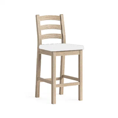 White Wash Wood Ladder Back Kitchen Bar Stool