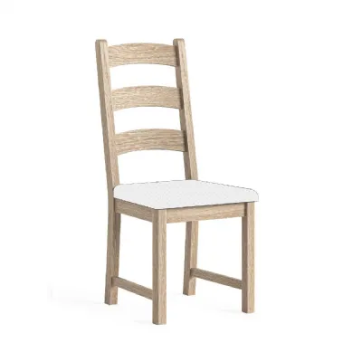 White Wash Wood Ladder Back Dining Chair without Cushion