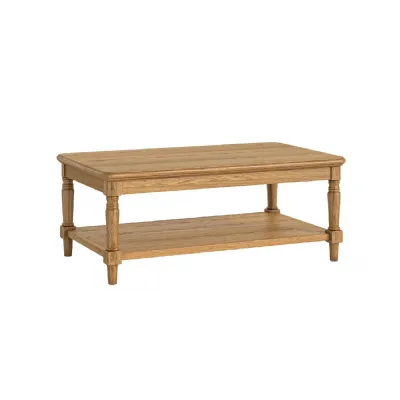 Waxed Oak Coffee Table with Lower Shelf