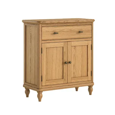 Oak 2 Door 1 Drawer Mini Sideboard Turned Legs