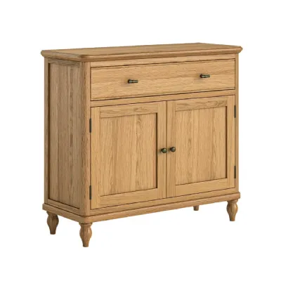 Waxed Oak 2 Door 1 Drawer Small Sideboard
