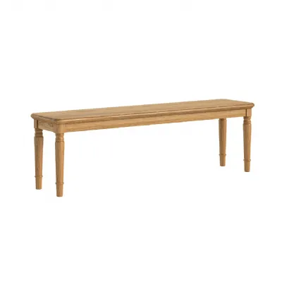 Rustic Waxed Oak Large Dining Bench Turned Legs