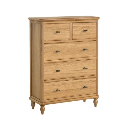 Waxed Oak 2 Over 3 Chest of Drawers Rounded Edges